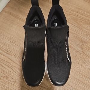 Michael Kors Black Knit Slip-On Sneakers with Side Zip
